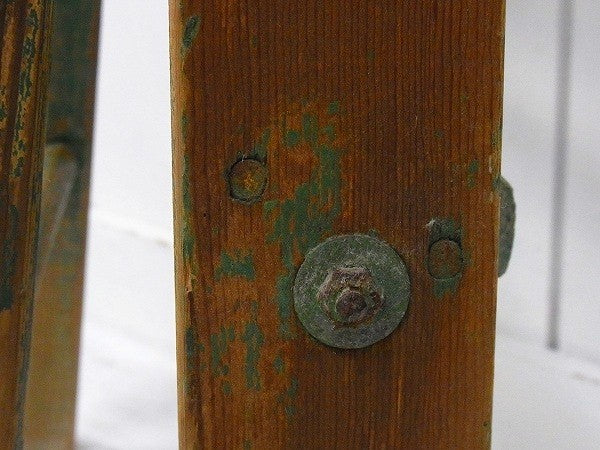 緑色の木製・アンティーク・OLDステップラダー/脚立 USA