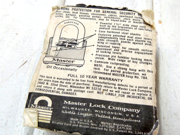 【Master・マスターロック】デッドストック・ビンテージ・南京錠・パッドロック・真鍮鍵2本