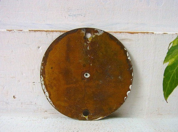 アメリカ海軍・真鍮製・40’s・丸い小さなアンティーク・船内プレート/標示プレート USA