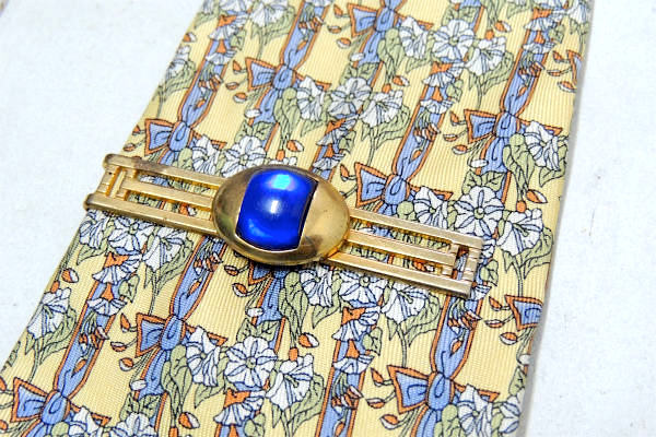 【1940~・ANSON社製】ゴールド×ブルー・トリプルライン・ヴィンテージ・タイピン・アクセサリー