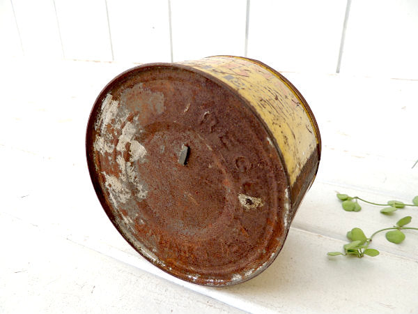 【Breakfast Club COFFEE】ブリキ製・ヴィンテージ・コーヒー缶/ティン缶/イエロー