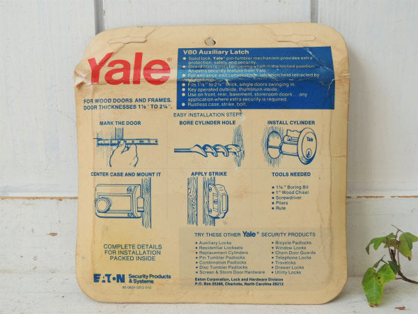 デッドストック・Yale セキュリティ・ランチロック・ヴィンテージ・鍵 2本付・建材・USA