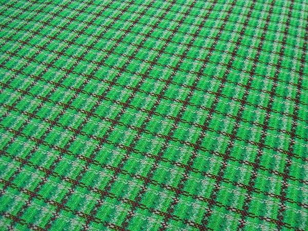 グリーン色・チェック柄・デッドストック・ヴィンテージ・ファブリック/生地 USA