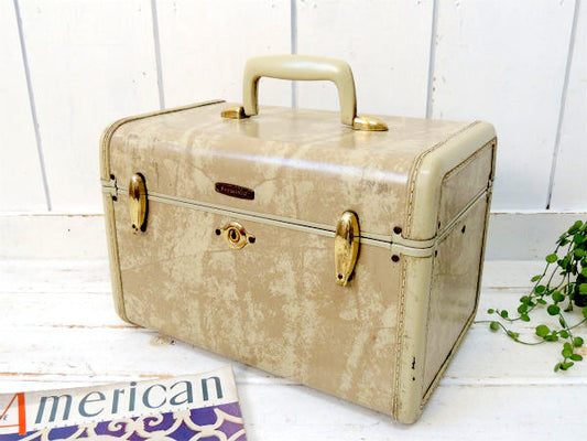 【Samsonite】サムソナイト・アイボリー色・2段・ヴィンテージ・メイクボックス/コスメボックス