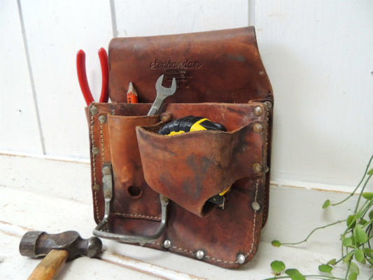 【CALIFORNIA】レザー製・7ポケット・ヴィンテージ・ツールポーチ・工具ベルトポーチ・DIY