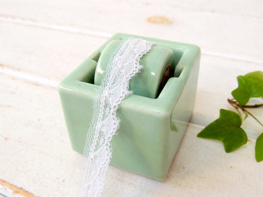 【SENGBUSCH】ミントグリーン色・陶器製・小さなアンティーク・スタンプモイスチャー/切手ぬらし