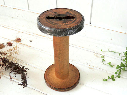 ノスタルジック・工業用の大きなアンティーク・木製スプール /糸巻き/ボビン USA