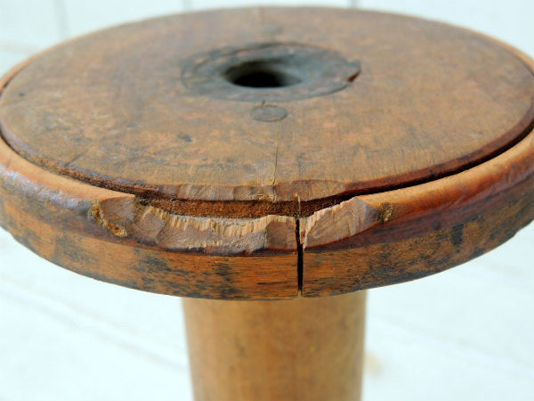 ノスタルジック・工業用の大きなアンティーク・木製スプール /糸巻き/ボビン USA