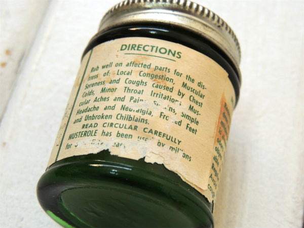 【MUSTEROLE】ヴィンテージ・ミルクガラスジャー・薬瓶・ガラス容器・USA