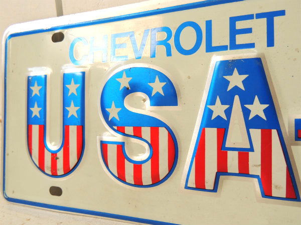 【CHEVROLET・USA-1】シボレー・ヴィンテージ・ナンバープレート・アメ車・国旗柄