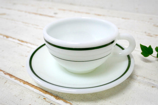 【オールドパイレックス×コーニング】グリーンライン・ヴィンテージ・カップ&ソーサー・食器②