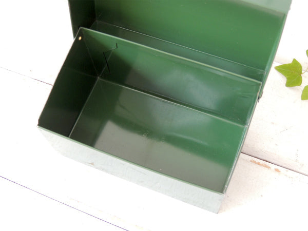 OHIO ART グリーン・ティン製・カード付き・ヴィンテージ・カードボックス・ファイルボックス