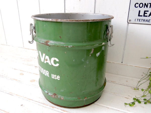 【グリーン×ホワイト】インダストリアル・工業系・スチール缶・ヴィンテージ・ダストボックス・ゴミ箱