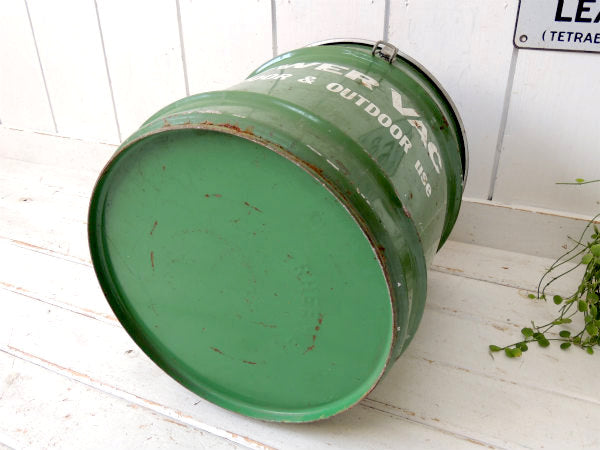 【グリーン×ホワイト】インダストリアル・工業系・スチール缶・ヴィンテージ・ダストボックス・ゴミ箱