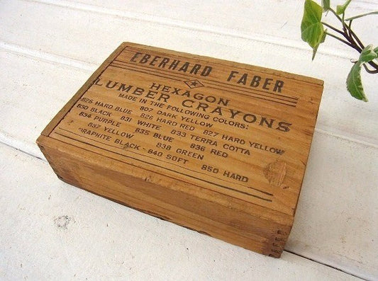 【EBERHARD FABER】クレヨンの小さなアンティーク・ウッドボックス/木箱 USA