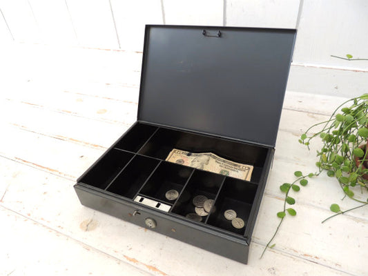 【USA・インダストリアル】グレートーン・工業系・ヴィンテージ・キャッシュボックス・金庫・仕切り付き