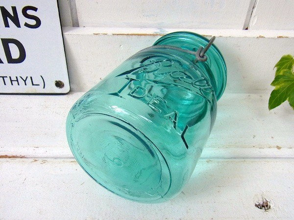 【BALL】クリアブルー・アンティーク・ワイヤー・ガラスジャー/保存瓶　USA