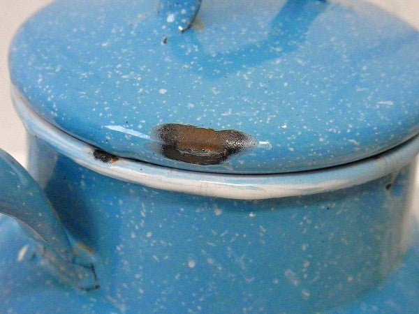 【水色・ホーロー製】ハンドル付き・アンティーク・ミルク缶・ミルクポット USA