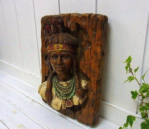 【UNIVERSAL STATUARY】インディアン・70’sヴィンテージ・壁飾り/ウォールデコ