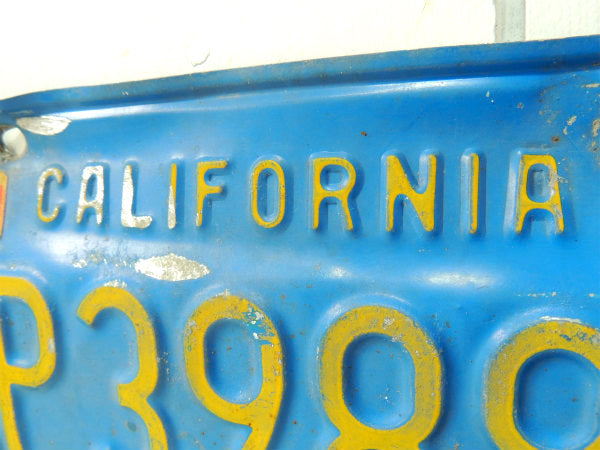 1969's~ 青 カリフォルニア　ヴィンテージ　ナンバープレート　2P 39890・USA
