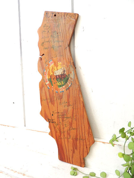 【1953・カリフォルニア・ボーイスカウト】木製・ヴィンテージ看板&直筆サイン/プレート/USA