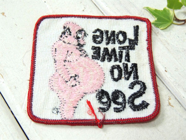 ヌード&アメリカンジョーク 1970s LONG TIME NO See ビンテージ 刺繍 ワッペン
