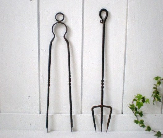 USA アイアン製・アンティーク・ファイヤーツール2点セット