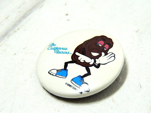【1987's・カリフォルニアレーズン】ポーズ柄・ズンちゃん・ヴィンテージ・缶バッジ・USA