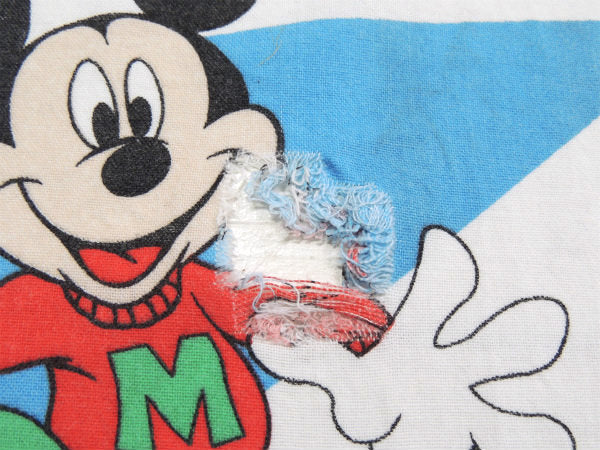 【ミッキーマウス】ペナント&スポーツ柄・コットン100%・ヴィンテージ・USEDボックスシーツ