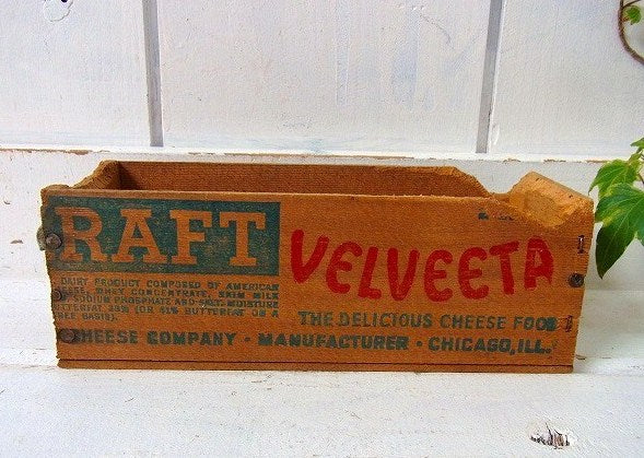 【KRAFT VELVEETA】クラフト社・木製・アンティーク・チーズボックス/木箱　USA