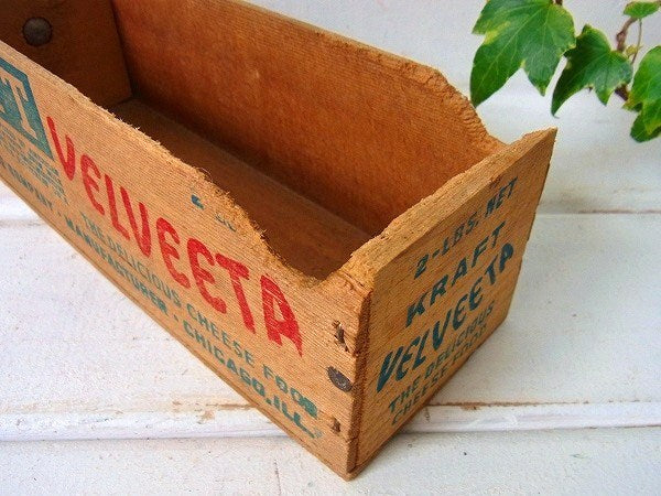 【KRAFT VELVEETA】クラフト社・木製・アンティーク・チーズボックス/木箱 USA