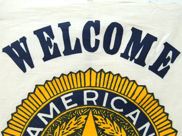 US  ウエルカムサイン 看板  米国在郷軍人団・ビンテージ・バナー・フラッグ・旗・ミリタリー