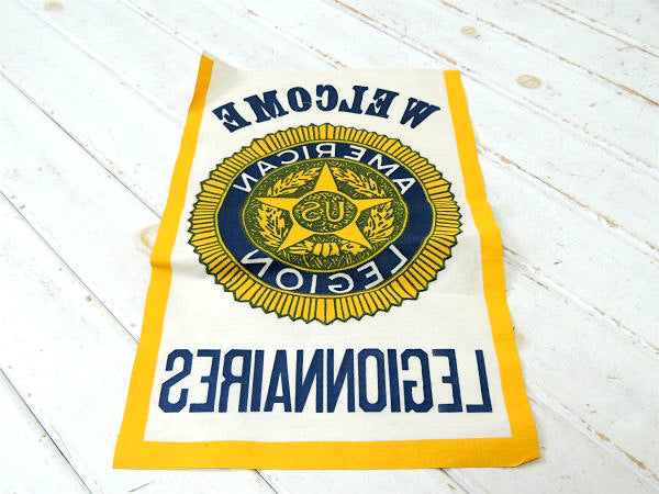 US ウエルカムサイン 看板 米国在郷軍人団・ビンテージ・バナー・フラッグ・旗・ミリタリー