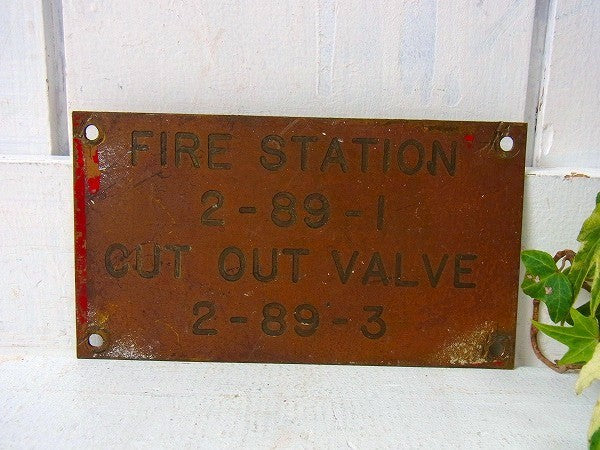 【FIRE STATION】アメリカ海軍・真鍮製・40’sアンティーク・船内プレート/標示プレート