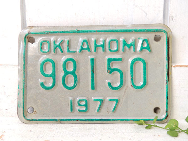 1977年　オクラホマ州・OKLAHOMA・ヴィンテージ・バイク&オートバイ・ナンバープレート
