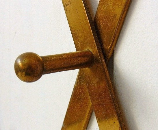 イタリア製・真鍮のジャバラ式・アンティーク・コートフック/ウォールフック