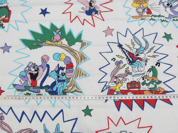 【タイニートゥーンズ】スピルバーグのアニメ・1990年製・USEDフラットシーツ(1/2) USA