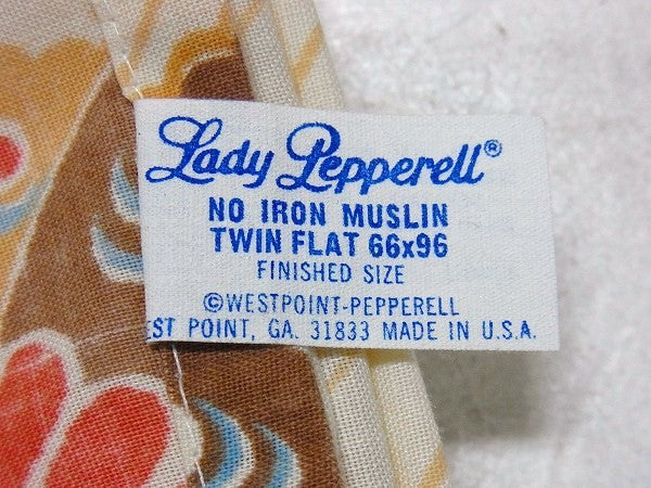 バタフライ・蝶々柄・ヴィンテージ・ユーズドシーツ(フラットタイプ) USA