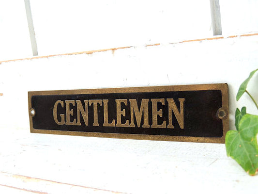 【GENTLEMEN】メンズ・真鍮製・アンティーク・ルームサイン・案内標示プレート・看板