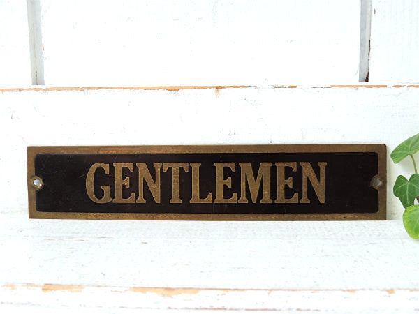 【GENTLEMEN】メンズ・真鍮製・アンティーク・ルームサイン・案内標示プレート・看板