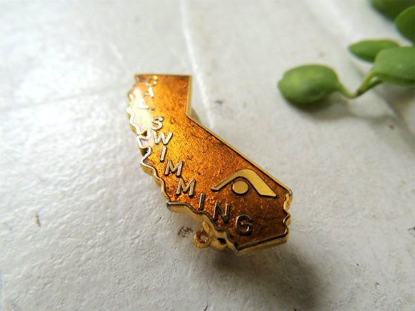 カリフォルニア州 地図 CAL.SWIMMING 水泳 ヴィンテージ・ブローチ・アクセサリー・1950's~