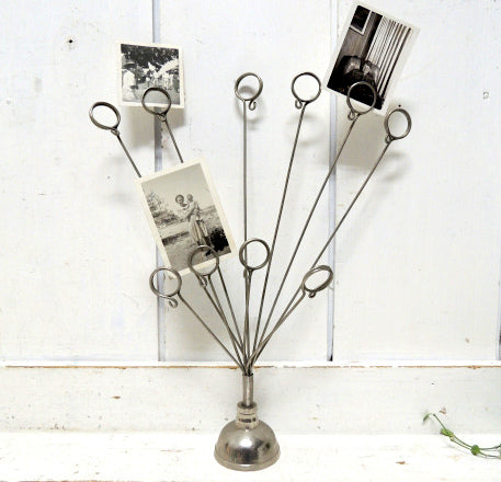 シルバートーン メタル製・ヴィンテージ・10本・ワイヤー・カードホルダー・フォトスタンド