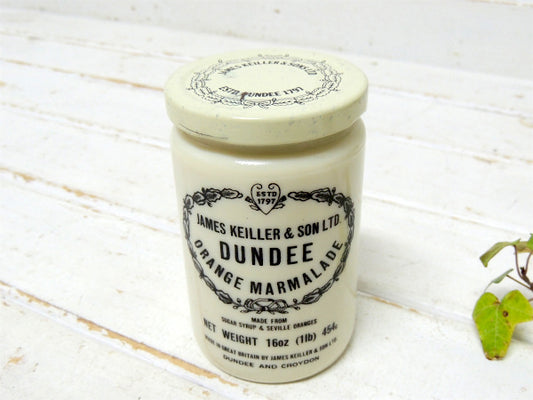 【DUNDEE】イギリス・ミルクガラス製・マーマレード・ヴィンテージ・ガラス瓶・ガラスジャー