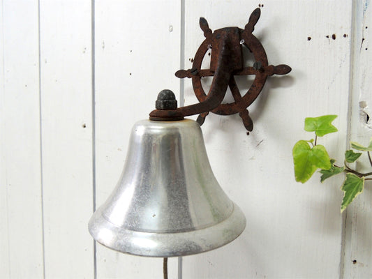 舵輪型・マリン USA・船・シャビーなアンティーク・ドアベル・鐘・呼び鈴 壁掛け