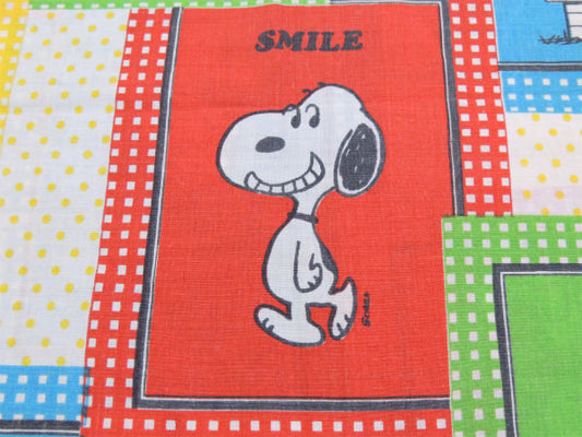 【スマイル・スヌーピー】ピーナッツの仲間・パネル柄・ヴィンテージ・USEDピロケース/枕カバー
