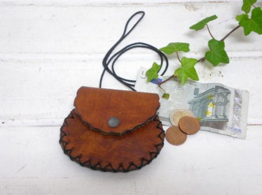 【スペイン/蚤の市/レザー/革製】コインケース/小銭入れ/首掛け
