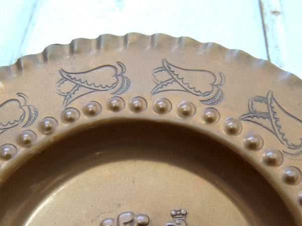 銅 細工 チリ REPLBLICA DE CHILE アンティーク オールド プレート トレイ 小皿