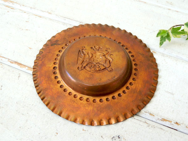 銅 細工 チリ REPLBLICA DE CHILE アンティーク オールド プレート トレイ 小皿
