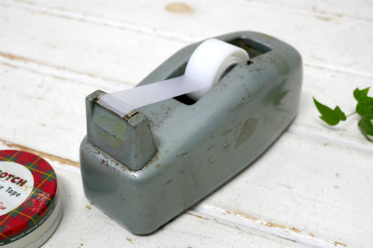 工業系・グレーカラー・メタル製・小さなヴィンテージ・テープカッター・テープディスペンサー・文具