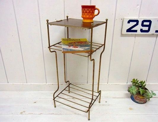 3段式・ヴィンテージ・テレフォンラック/ワイヤーシェルフ/飾り棚 USA